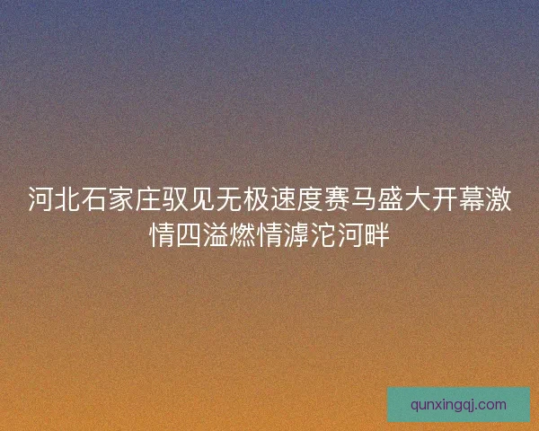 河北石家庄驭见无极速度赛马盛大开幕激情四溢燃情滹沱河畔 河北石家庄驭见无极速度赛马盛大开幕激情四溢燃情滹沱河畔